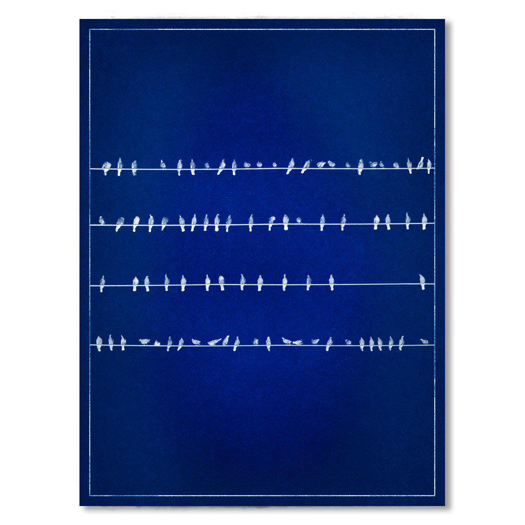 81 birds blue print